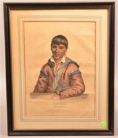 Framed Antique Print "Paddy Carr", Creek Indian, P