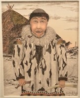 Watercolor Painting of an Inuit Man by Kinetouk Mo