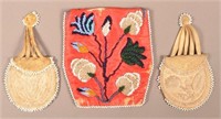3 Antique Iroquois Pouches, Satin and Mini Buckski