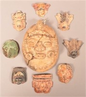 9 1930's Era Mexican "Mini Masks" of Painted Clay,