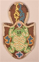 Antique Beadworked Wall Pocket w/ a Frog Design