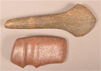 2 Replicated Stone Artifacts - Red Granite Axe 9 1