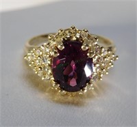 14kt Rhodolite Garnet and Diamond Ring