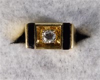 14kt Diamond Ring with Onyx