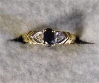 14kt Blue Sapphire and Diamond Ring