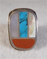 Sterling Silver Mosaic Gemstone Ring