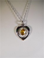 Sterling Silver Citrine Pendant and Necklace