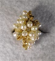 14kt Cultured Pearl and Diamond Ring