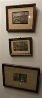 (3) Small signed Wallace Nutting lithographs