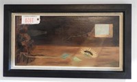 “Bright Area Life” framed oil on board signed