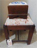 Small needlepoint step stool and antique