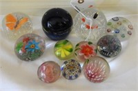 (10) art glass paperweights