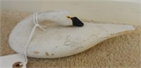 Miniature Carved preening Swan decoy by Dick