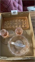 Lot of pink Depression glass Candy dish