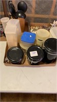 Box lot of canisters