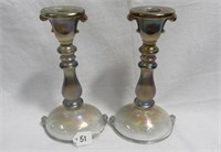 Imperial 8" smoke Double Scroll candlesticks