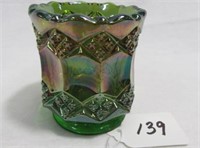 green Carnival Glass toothpick as shown