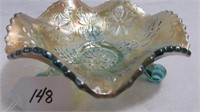 Fenton 6" aqua Water Lily footed sauce