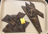 TWO BRONZE CRUCIFIXION PLAQUES