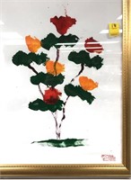 FLOWER PAINTING, PAINTED BY ELEPHANT