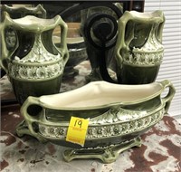 FRENCH ART NOUVEAU URNS AND JARDINIERE