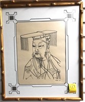 SIGNED DRAWING OF AN ASIAN MAN