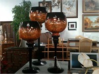 3 Brown candle stands