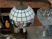Metal lamp with glass shade