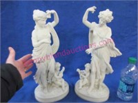 2 parian maiden & cherub statues