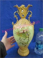 old hand painted vase - 14in tall