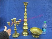 brass candelabra -candlestick -bowl