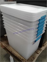 7 - 25qt latching storage containers w/lids