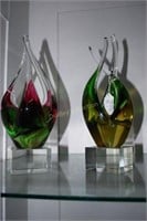 Pair Of Complementary Venetian Art Glass Sculpture
