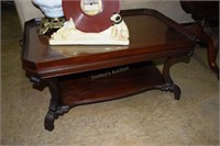 Mahogany Tray Top Coffee Table With Carved Under S