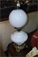 Puffy Milk Glass Parlor Lamp