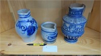 Lot, 3 stoneware pitchers