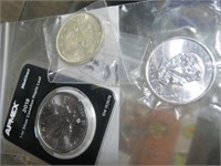 3 Canadian Silver Coins: 1960 Dollar, 2018 Silver