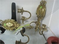 Pair Of Brass Candle Opera Wall Sconces With Greci