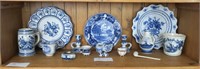 Lot, blue and white Delft, Wedgwood