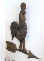 Wooden rooster weathervane, 31" H.