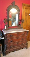 Victorian walnut marble topped dresser with