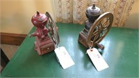 2- Vintage cast iron coffee mills, 9.5" H.