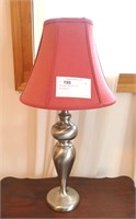 Pair of pewter table lamps, 27" H