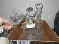 Two Crystal Decanters & 4 Goblets