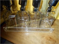 Four glass labeled decanters - very nice