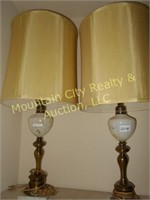 Pair of glass marble lamps