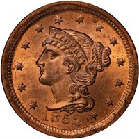 L1C 1852 NEWCOMB-8. PCGS MS65 RD