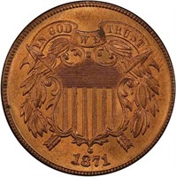 2C 1871 PCGS MS65 RD CAC