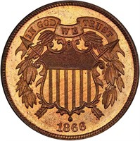 2C 1866 PCGS PR66+ RB CAC