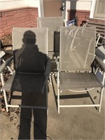 3 folding lawn chairs and rockers